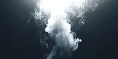 Poster - Swirling smoke forms a captivating display, illuminated by a bright light above, creating an atmospheric effect and depth