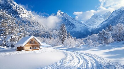 Winter vacation with snowy landscapes. Pack a suitcase for your Christmas getaway, leaving ample room for souvenirs.