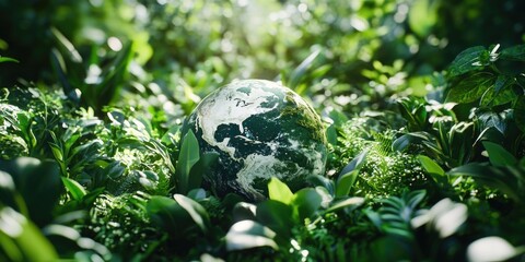 Wall Mural - Green and White Globe in Field