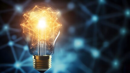 Poster - A glowing light bulb with a network of lines inside.