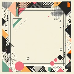 Leinwandbilder - A square frame made of black and white patterned shapes, with an empty space in the center for text