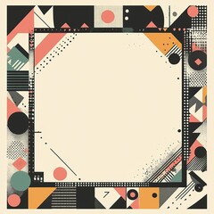 Leinwandbilder - A square frame made of black and white patterned shapes, with an empty space in the center for text