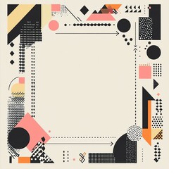 Leinwandbilder - A square frame made of black and white patterned shapes, with an empty space in the center for text