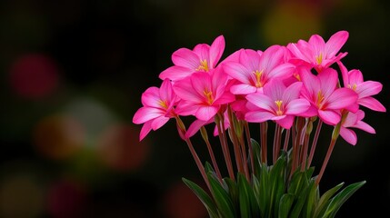 Poster - Pink Rain Lily Flowers in Bloom