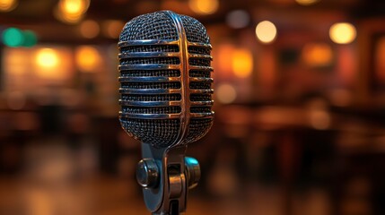 Vintage Microphone in a Live Music Venue