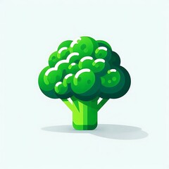 Fresh organic broccoli floret, flat illustration, fresh vegetables for food graphics resource, online ecommerce shop