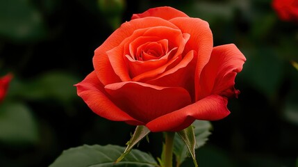 Poster - Close-up of a Vibrant Red Rose in Full Bloom