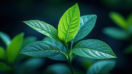 Sticker - Lush Green Leaves with Natural Light