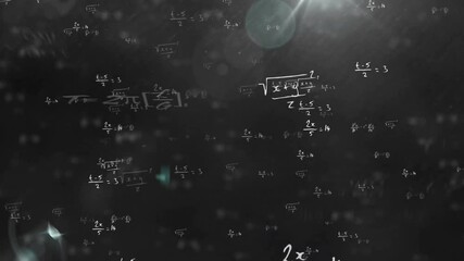 Poster - Animation of mathematical data processing over black background