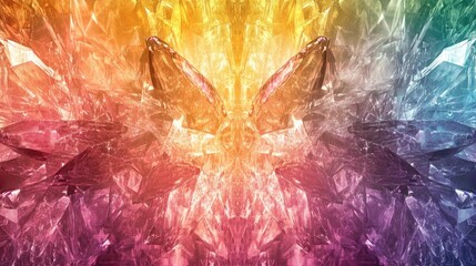 Poster - A unique background with layered transparent crystals creating a kaleidoscope effect with rich color transitions