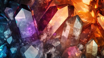 Poster - A unique background with layered transparent crystals creating a kaleidoscope effect with rich color transitions