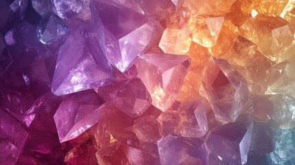 Poster - A unique background with layered transparent crystals creating a kaleidoscope effect with rich color transitions