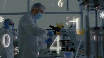 Poster - Animation of data processing over diverse scientists in laboratory