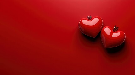 Two Red Hearts on a Red Background