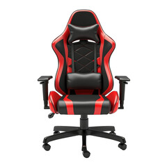 Red gaming chair isolated on transparent or white background