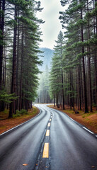 Wall Mural - road in the forest