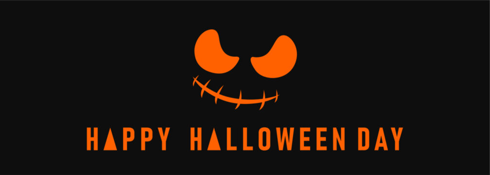 Halloween vector horizontal banner. Mummy bandage design lettering, with typical spooky event ghost illustration