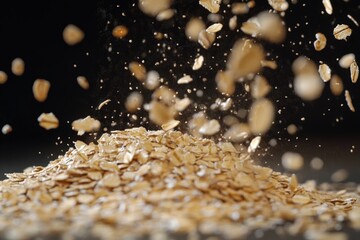 A pile of oatmeal is falling from the sky, generative ai image