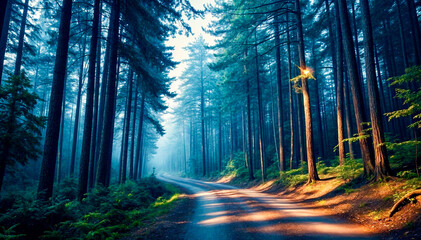 Wall Mural - road in the forest 