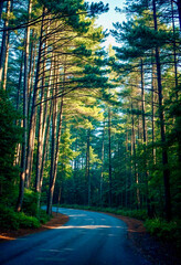 Wall Mural - road in the forest