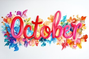 Poster - The word is formed by colorful watercolor letters on a white background The name 