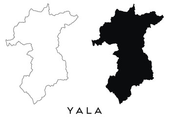 Sticker - Yala map outline and black silhouette vector