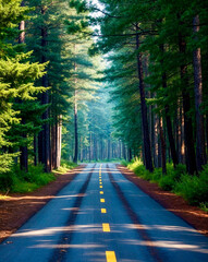 Wall Mural - road in the forest