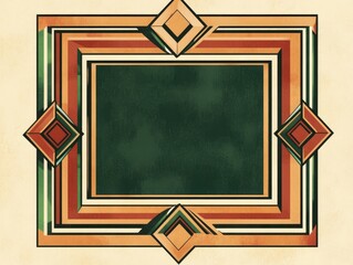 Poster - 2D cartoon illustration of a geometric frame in Art Deco style Abstract rectangular element for design use