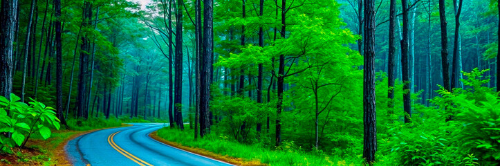 Wall Mural - road in the forest