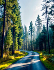 Wall Mural - road in the forest