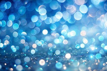 Wall Mural - festive blue bokeh lights with glitter effect