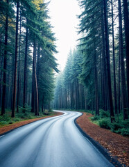 Poster - road in the forest