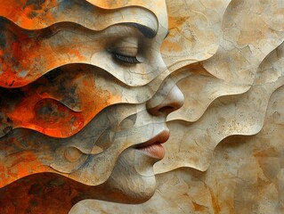 Wall Mural - Abstract Woman Face Art: Dreamlike Surrealism