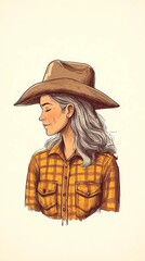 background image of a cowboy woman, western illustration style, western.  