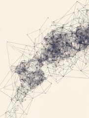Aufkleber - Polygonal line art illustration of a country s map featuring a modern design with a mesh like structure