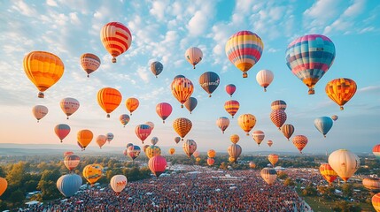 Canvas Print - a group of hot air balloons in the sky. 