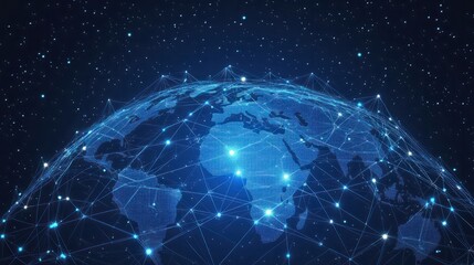 Poster - Global network connection Internet, social media, travel, global networking pattern for communication or logistical concepts.
