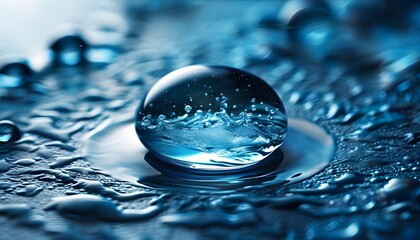 Fluid Blue Universe with Water Droplets Poster Background