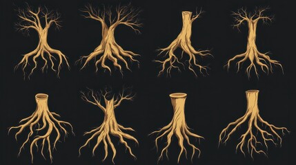 Tree root logo icon set. Vector illustration design.