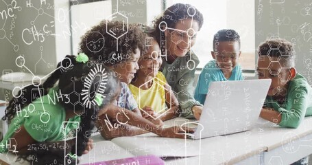 Poster - Animation of chemical equations over biracial female teacher learning with diverse schoolchildren