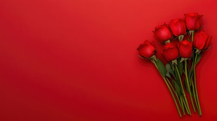 Canvas Print - Red Roses on Red Background