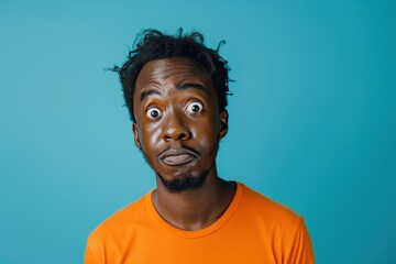 A man with a beard and dreadlocks is wearing an orange shirt, generative ai image