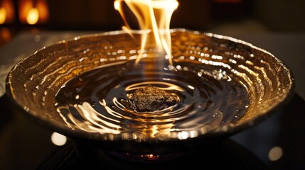 Close-up of a Fire Feature with Water and Flames