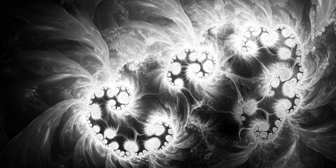 Poster - Floral fractal design with an abstract texture in black and white