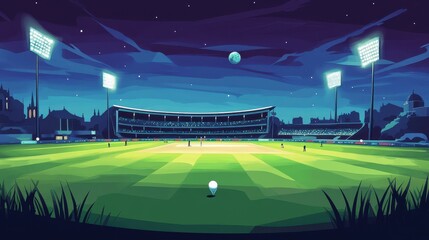 Cricket Stadium at Night