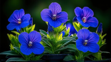 Wall Mural - Blooming Blue Flowers in a Garden