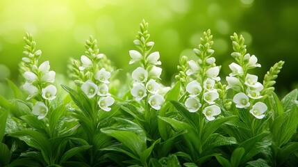 Poster - White Flowers in a Lush Green Meadow