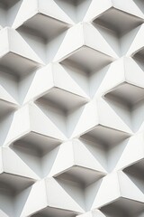 Poster - Aerial View of Geometric White Concrete Pattern with Repeating Symmetrical Design and Subtle Shadows