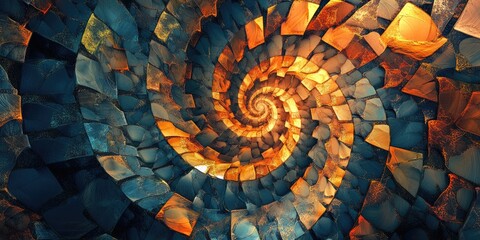 Sticker - Abstract fractal background featuring a spiral created from a mosaic of digital imagery Ideal for use in wallpapers albums posters and creative graphic design projects