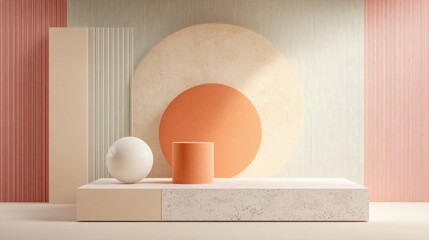 Poster - Abstract mockup scene featuring geometric shape podium background for products 3D rendering